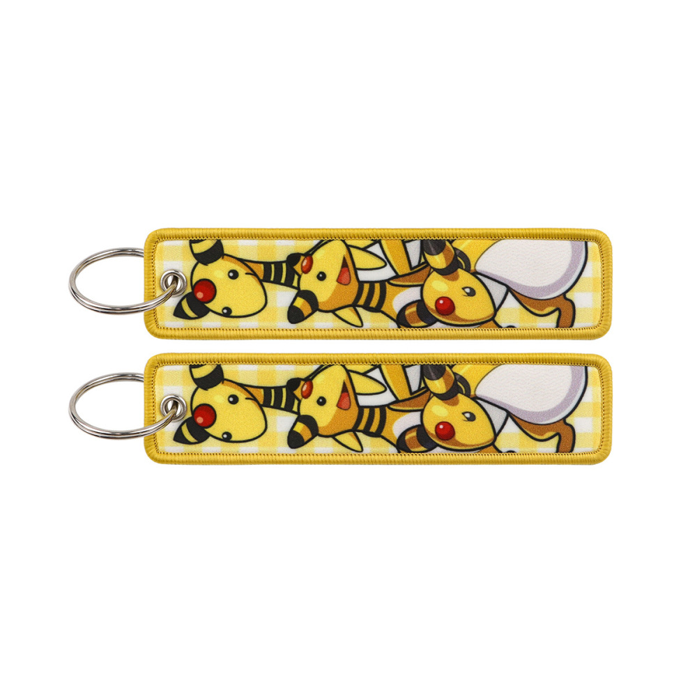 Spot Pokémon Cartoon Anime Woven Label Keychain – Pokémon Fabric Pendan