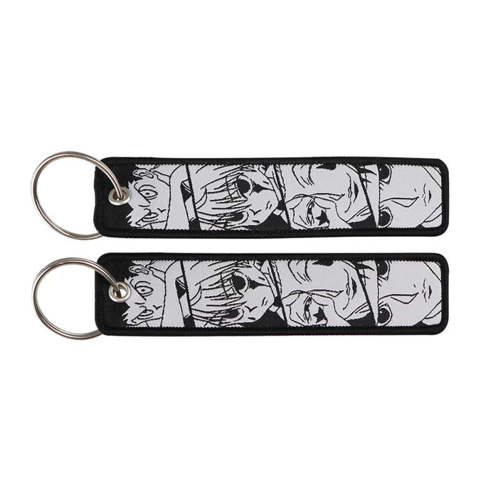 Cartoon Hunter Full-time Anime Woven Label Keychain Lanyard Campus Office ID Pendant Woven Art Keychain