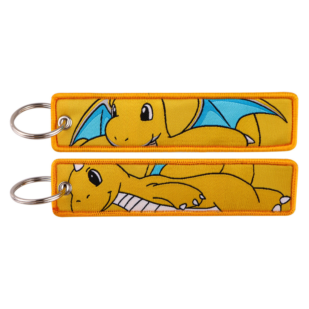 Spot Pokemon cartoon anime Pokemon woven label keychain lanyard Pokemon fabric pendant