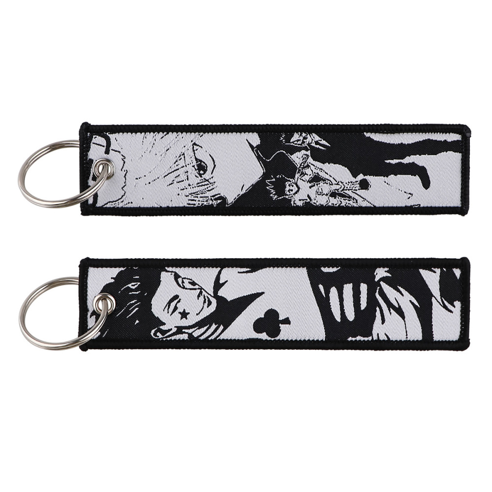 Cartoon Hunter Full-time Anime Woven Label Keychain Lanyard Campus Office ID Pendant Woven Art Keychain
