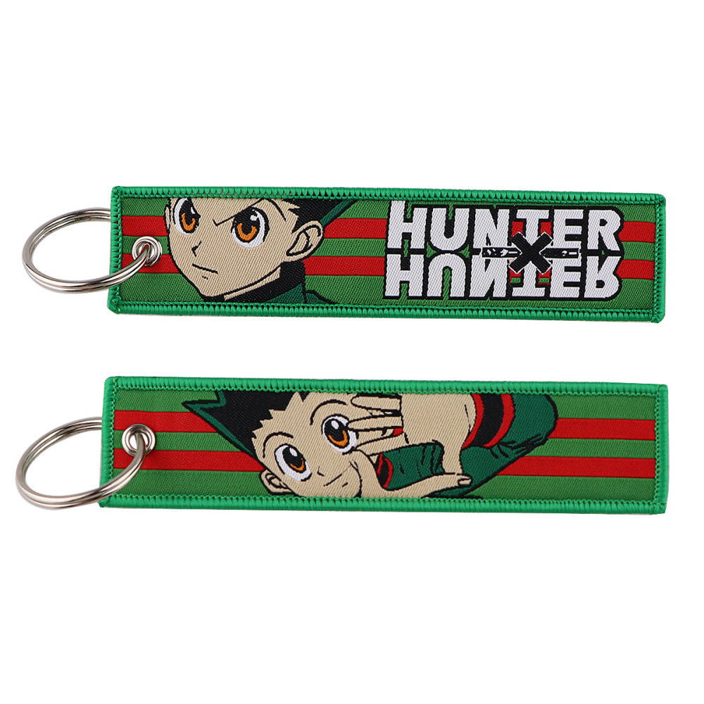Cartoon Hunter Full-time Anime Woven Label Keychain Lanyard Campus Office ID Pendant Woven Art Keychain