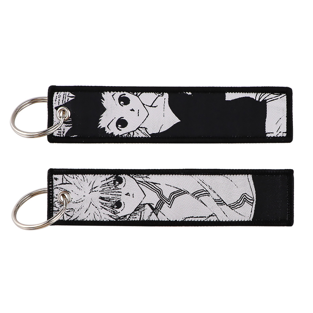 Cartoon Hunter Full-time Anime Woven Label Keychain Lanyard Campus Office ID Pendant Woven Art Keychain