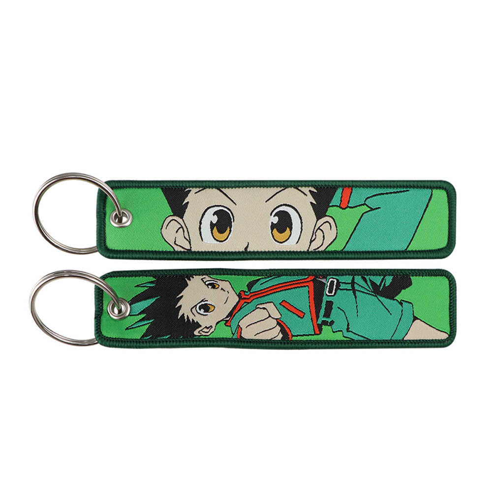 Cartoon Hunter Full-time Anime Woven Label Keychain Lanyard Campus Office ID Pendant Woven Art Keychain