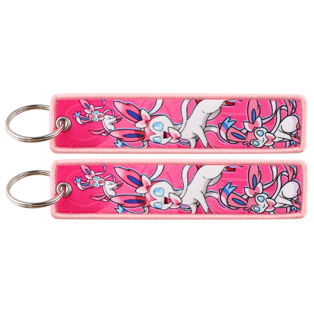 Spot Pokémon Cartoon Anime Woven Label Keychain – Pokémon Fabric Pendan