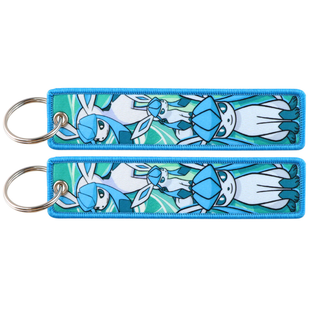 Spot Pokemon cartoon anime Pokemon woven label keychain lanyard Pokemon fabric pendant