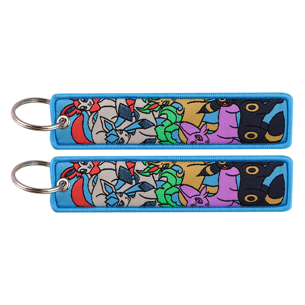 Spot Pokemon cartoon anime Pokemon woven label keychain lanyard Pokemon fabric pendant