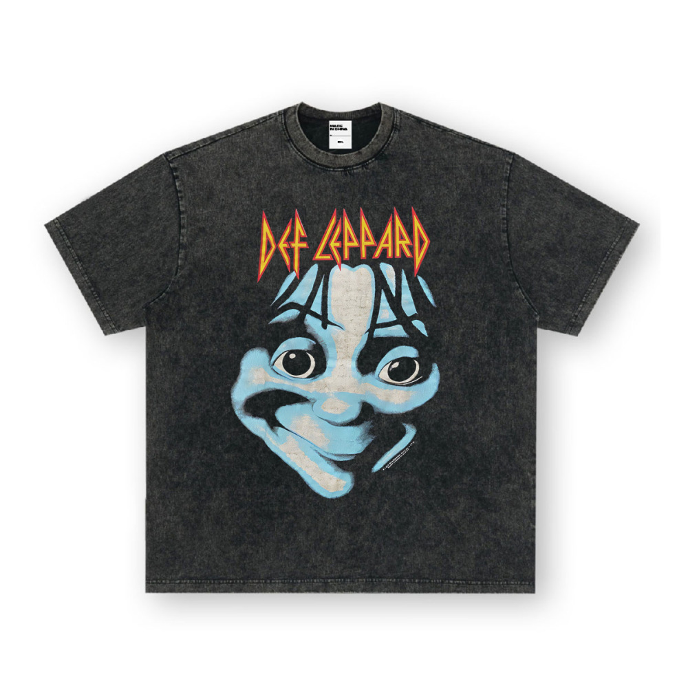 Rock Project High Street American Retro Band Short Sleeve Washed Distressed Heavy T-shirt Loose Small Neck Top