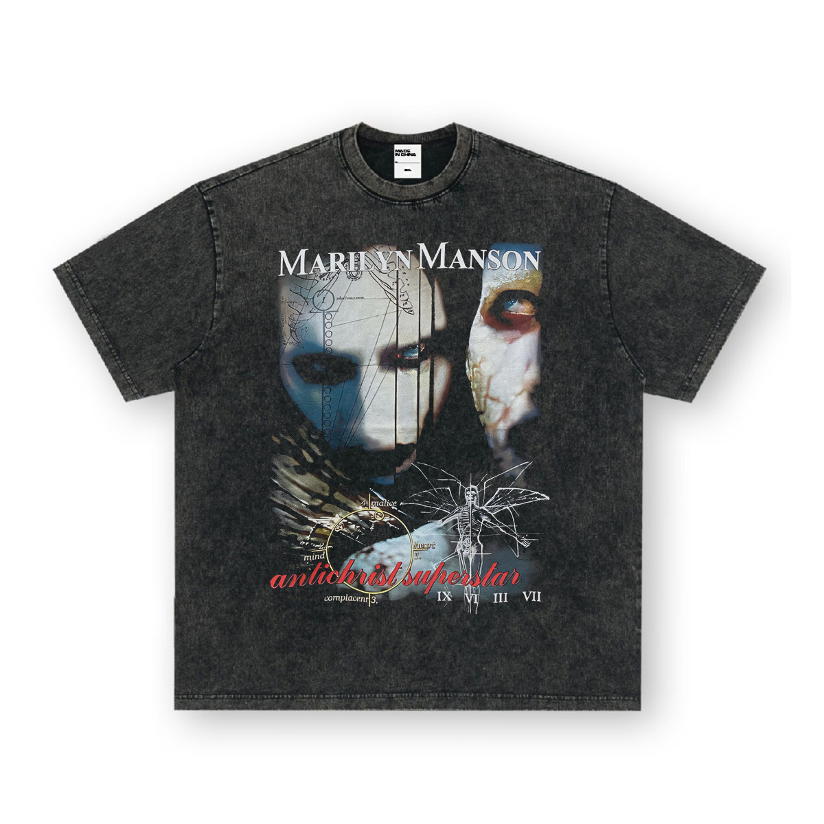 Rock Project High Street American Retro Band Short Sleeve Washed Distressed Heavy T-shirt Loose Small Neck Top