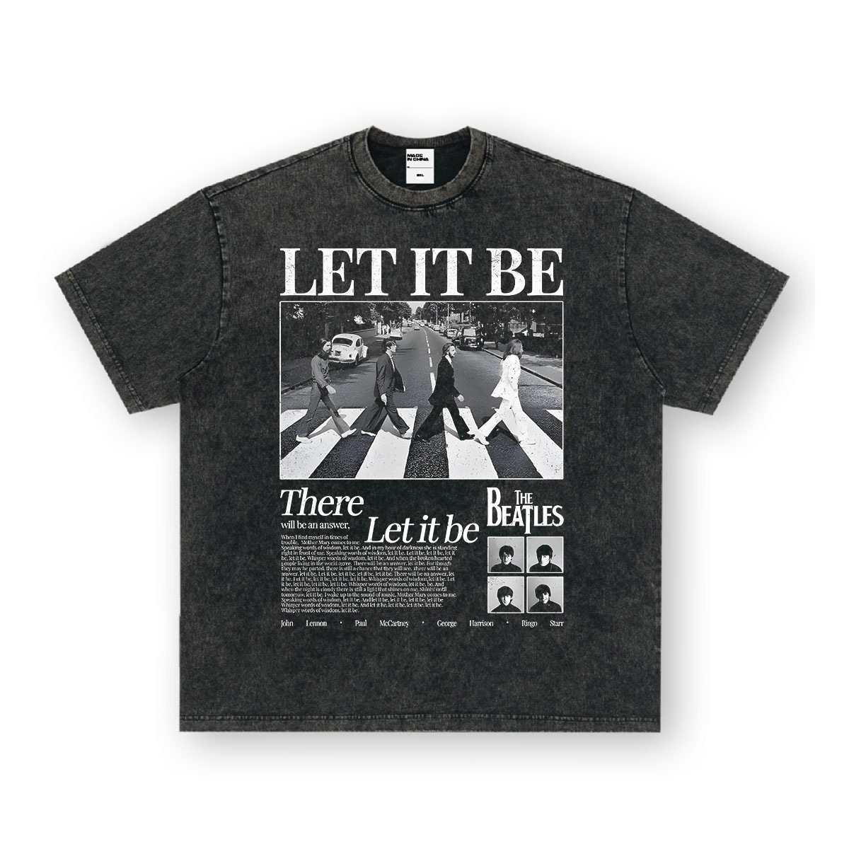 Rock Project High Street American Retro Band Short Sleeve Washed Distressed Heavy T-shirt Loose Small Neck Top