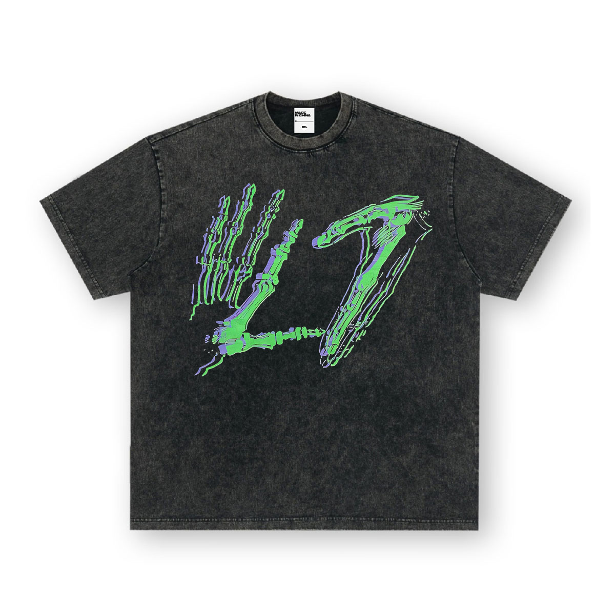 Rock Project High Street American Retro Band Short Sleeve Washed Distressed Heavy T-shirt Loose Small Neck Top