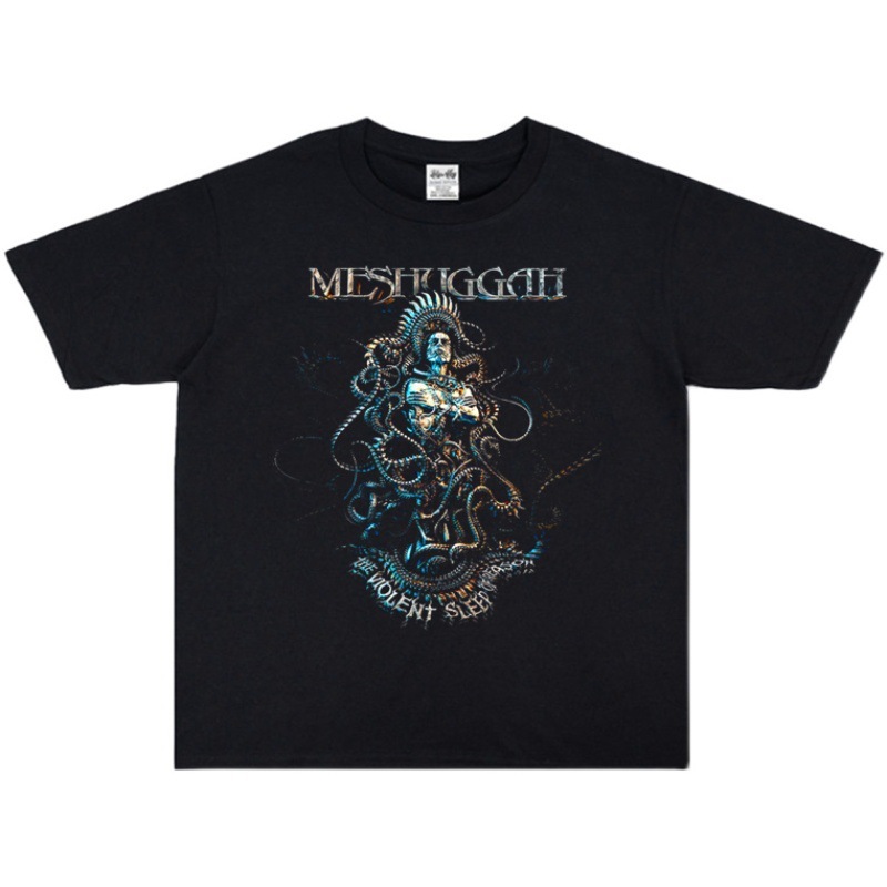Swedish extreme avant-garde metal rock Meshuggah band washed old T-shirt short sleeve loose men and women