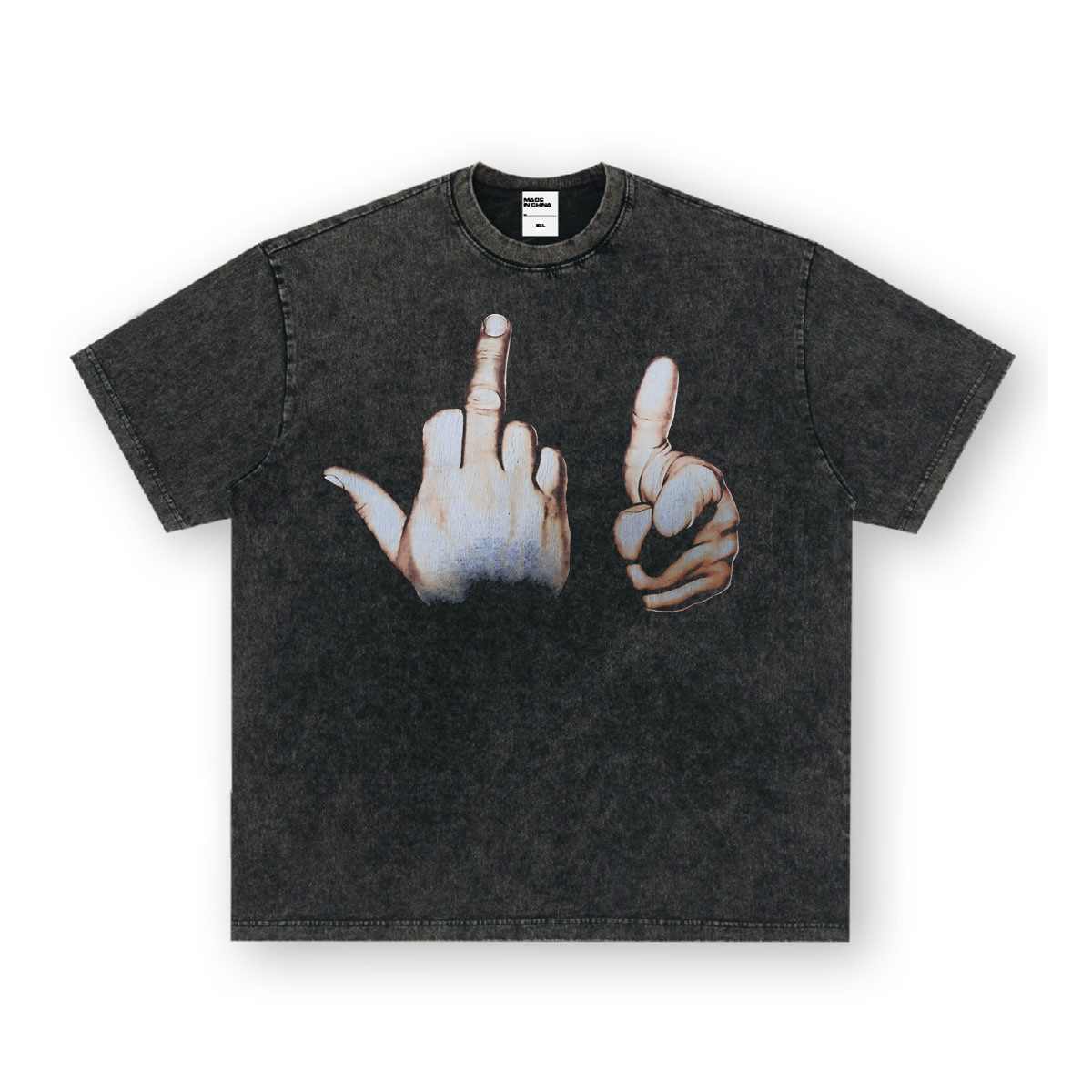 Rock Project High Street American Retro Band Short Sleeve Washed Distressed Heavy T-shirt Loose Small Neck Top