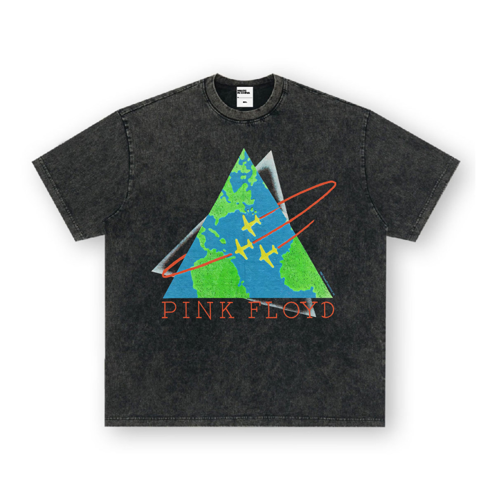 Rock Project High Street American Retro Band Short Sleeve Washed Distressed Heavy T-shirt Loose Small Neck Top