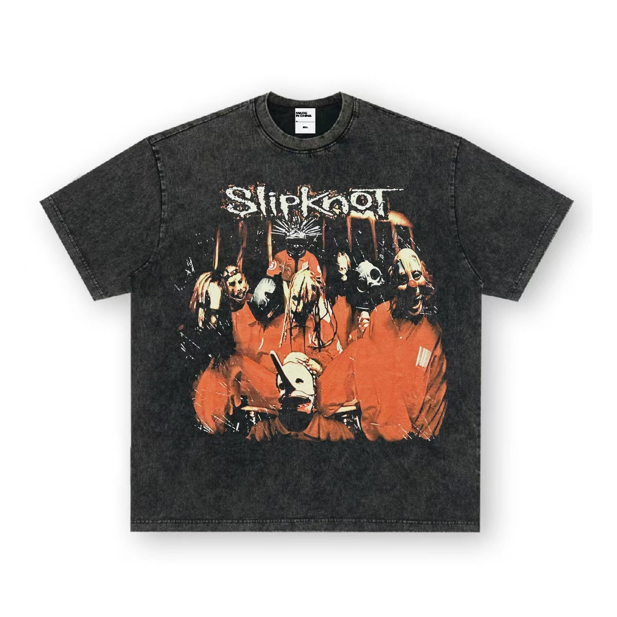 Rock Project High Street American Retro Band Short Sleeve Washed Distressed Heavy T-shirt Loose Small Neck Top