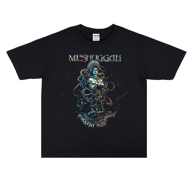 Swedish extreme avant-garde metal rock Meshuggah band washed old T-shirt short sleeve loose men and women