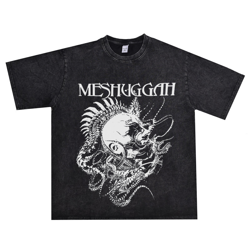 Swedish extreme avant-garde metal rock Meshuggah band washed old T-shirt short sleeve loose men and women