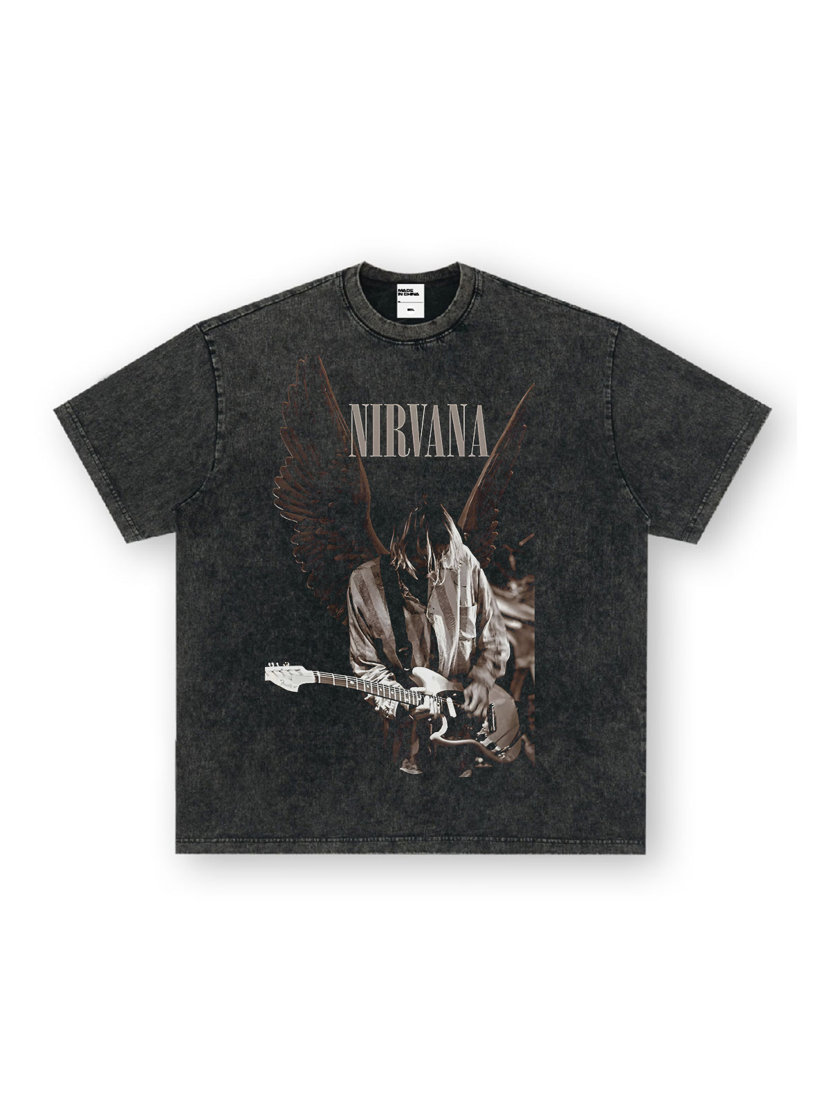 Rock Project High Street American Retro Band Short Sleeve Washed Distressed Heavy T-shirt Loose Small Neck Top