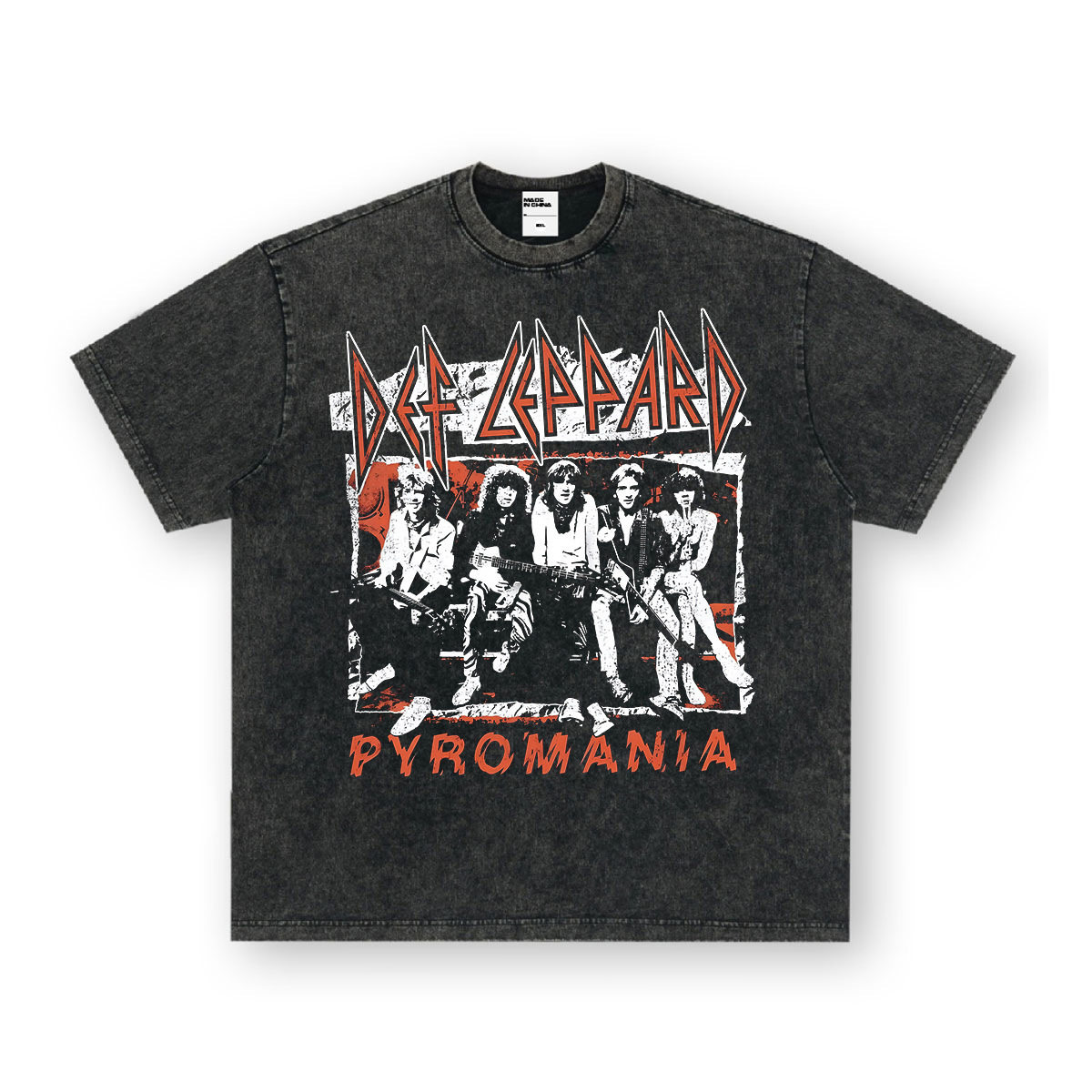 Rock Project High Street American Retro Band Short Sleeve Washed Distressed Heavy T-shirt Loose Small Neck Top