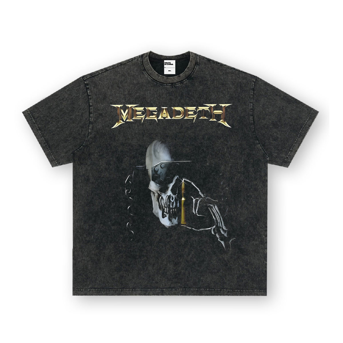 Rock Project High Street American Retro Band Short Sleeve Washed Distressed Heavy T-shirt Loose Small Neck Top