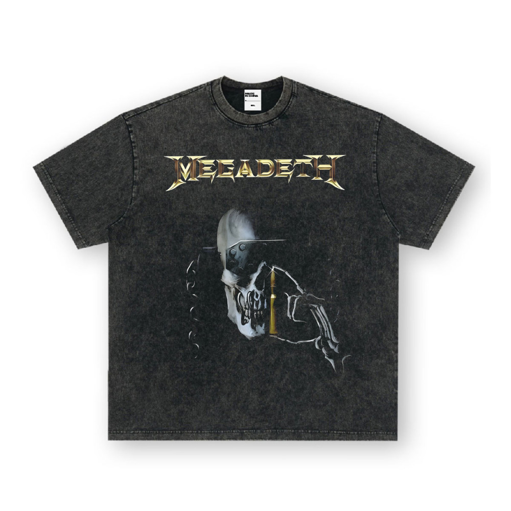 Rock Project High Street American Retro Band Short Sleeve Washed Distressed Heavy T-shirt Loose Small Neck Top