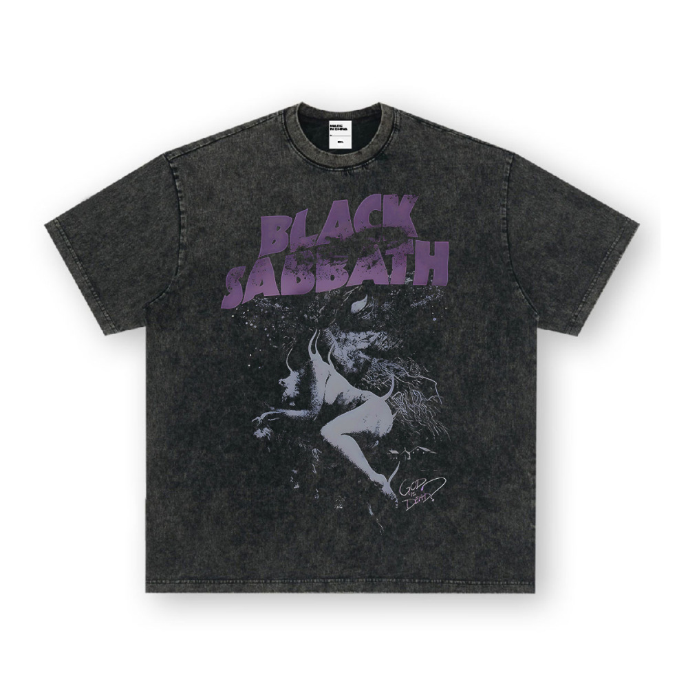 Rock Project High Street American Retro Band Short Sleeve Washed Distressed Heavy T-shirt Loose Small Neck Top