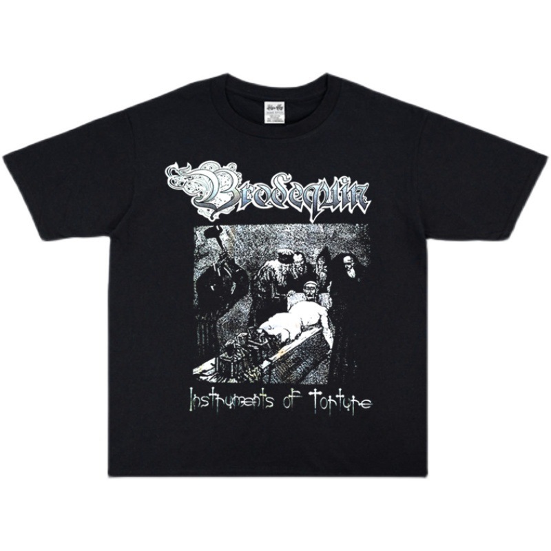European and American death metal band Brodequin rock print personality T-shirt short sleeve loose unisex