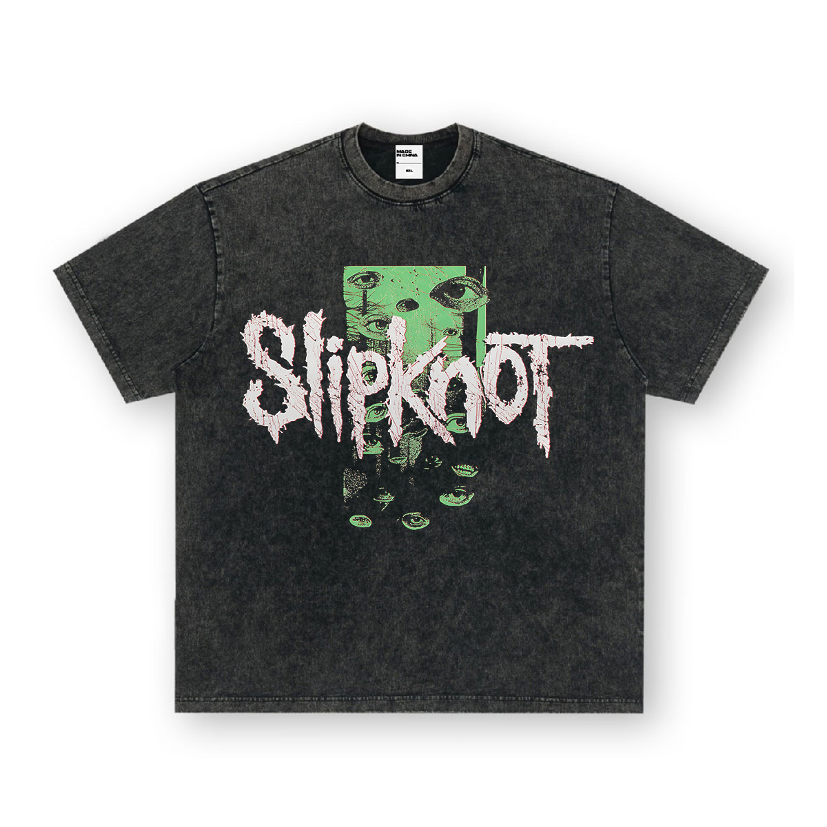 Rock Project High Street American Retro Band Short Sleeve Washed Distressed Heavy T-shirt Loose Small Neck Top