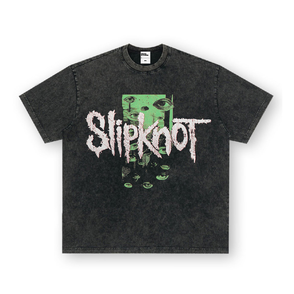 Rock Project High Street American Retro Band Short Sleeve Washed Distressed Heavy T-shirt Loose Small Neck Top