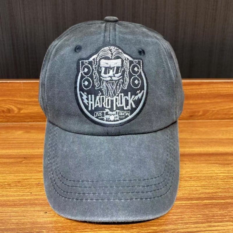 Baseball cap embroidery label new rock fan hat old washed retro men and women world band duckbill cap