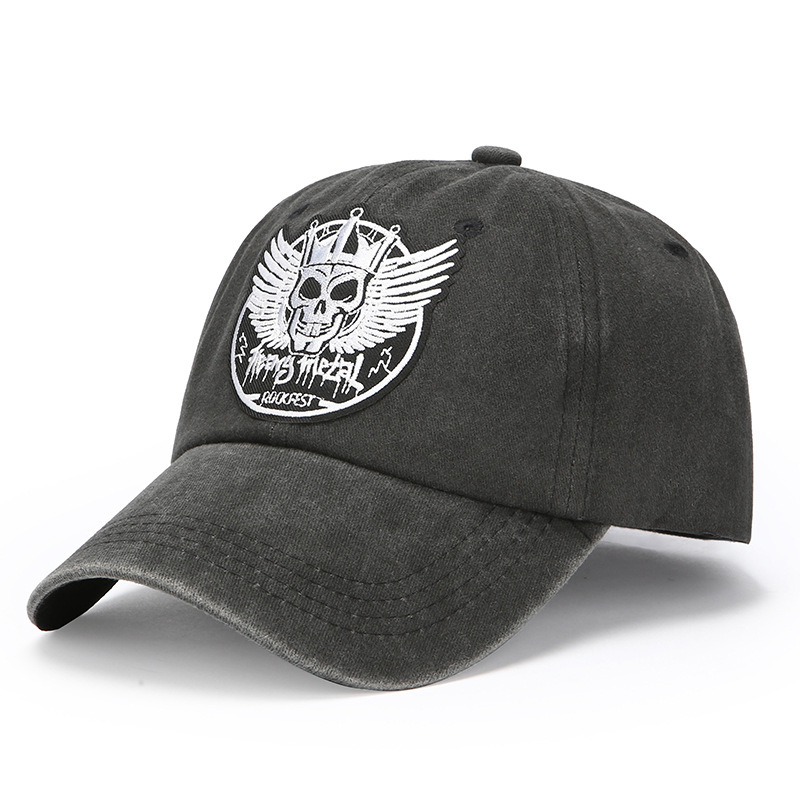 Baseball cap embroidery label new rock fan hat old washed retro men and women world band duckbill cap