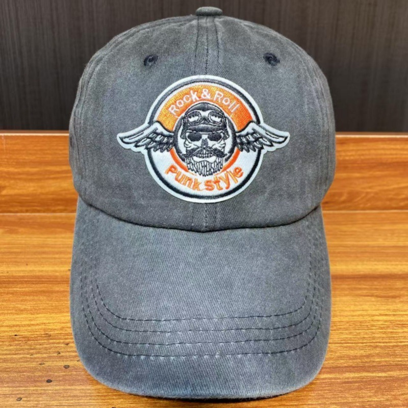 Baseball cap embroidery label new rock fan hat old washed retro men and women world band duckbill cap
