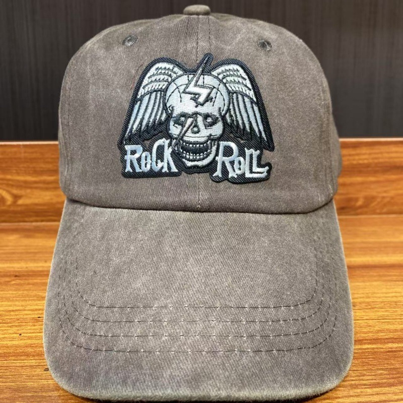 Baseball cap embroidery label new rock fan hat old washed retro men and women world band duckbill cap