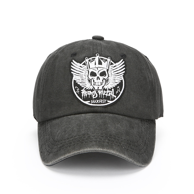Baseball cap embroidery label new rock fan hat old washed retro men and women world band duckbill cap