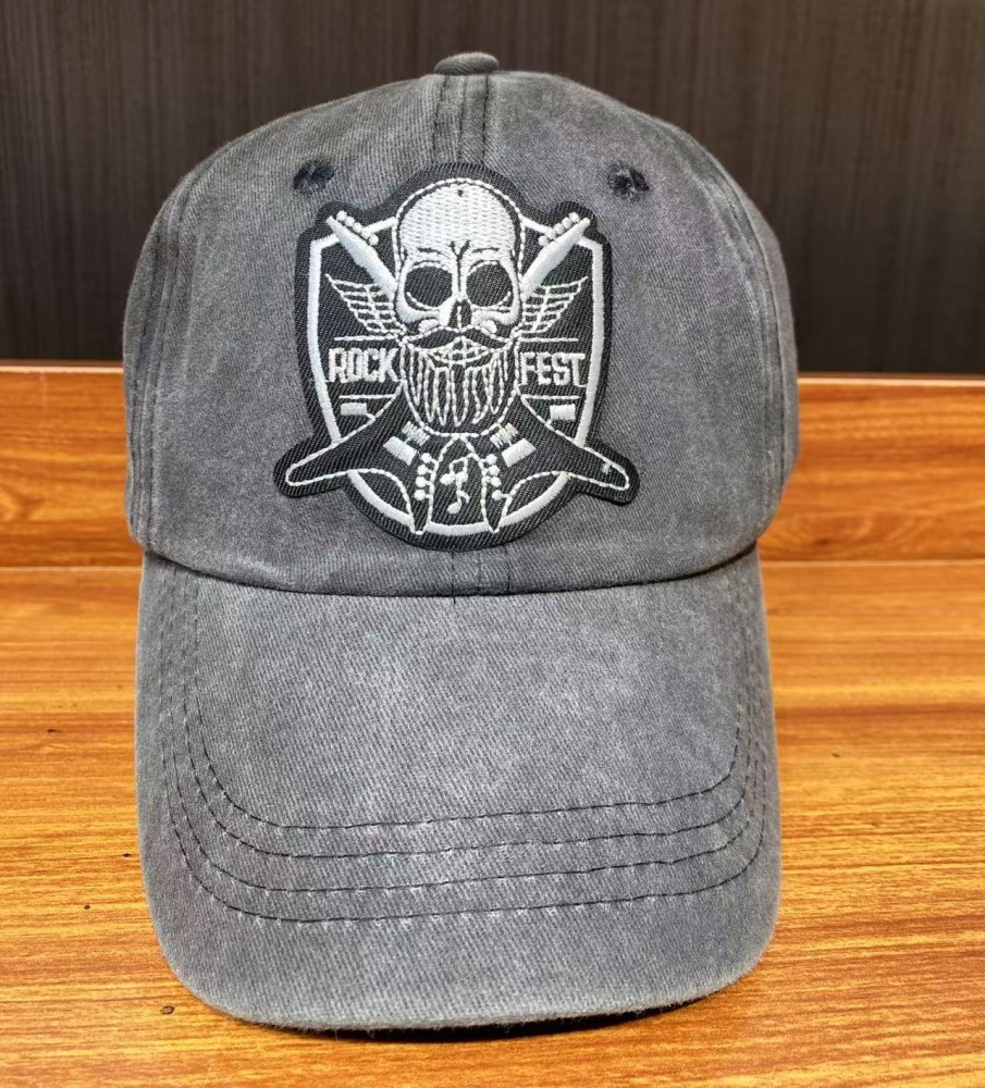 Baseball cap embroidery label new rock fan hat old washed retro men and women world band duckbill cap