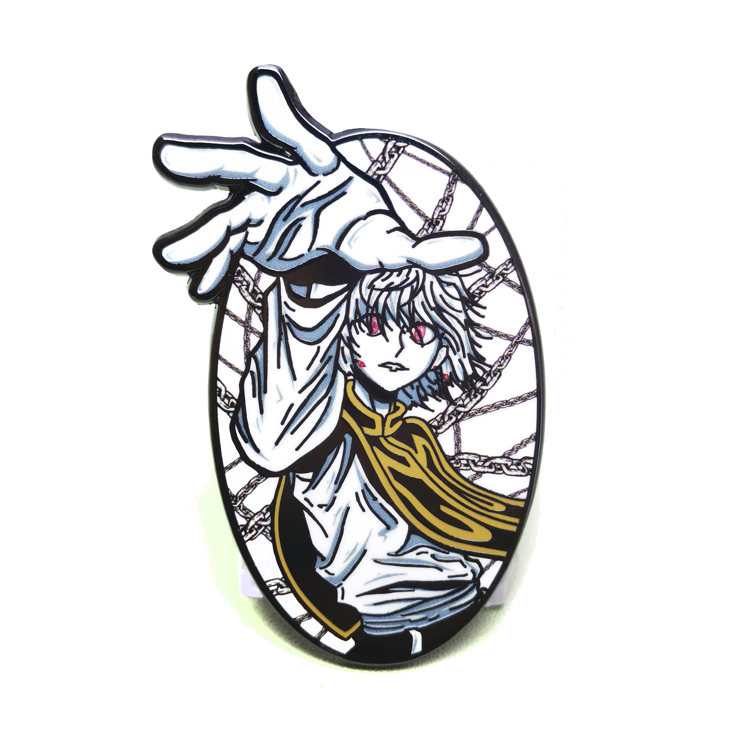 Hunter x Hunter Kurapika Hard Enamel Pin – 2.15 inches, black nickel plated with screen printing details