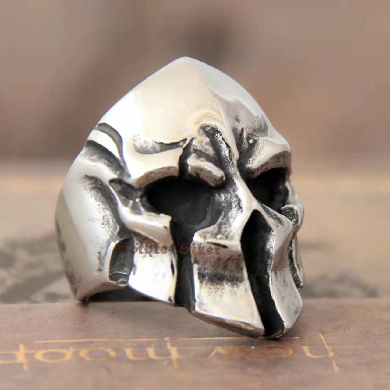 Cross-border Spartan mask hero alloy ring European and American men's personality ring domineering skull punk style ring