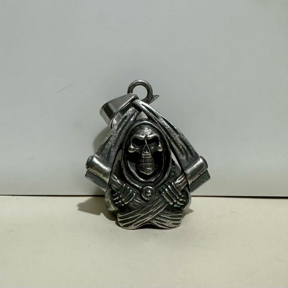 Amazon hot sale new alloy electroplating retro polished death skull sickle riding exorcist bell