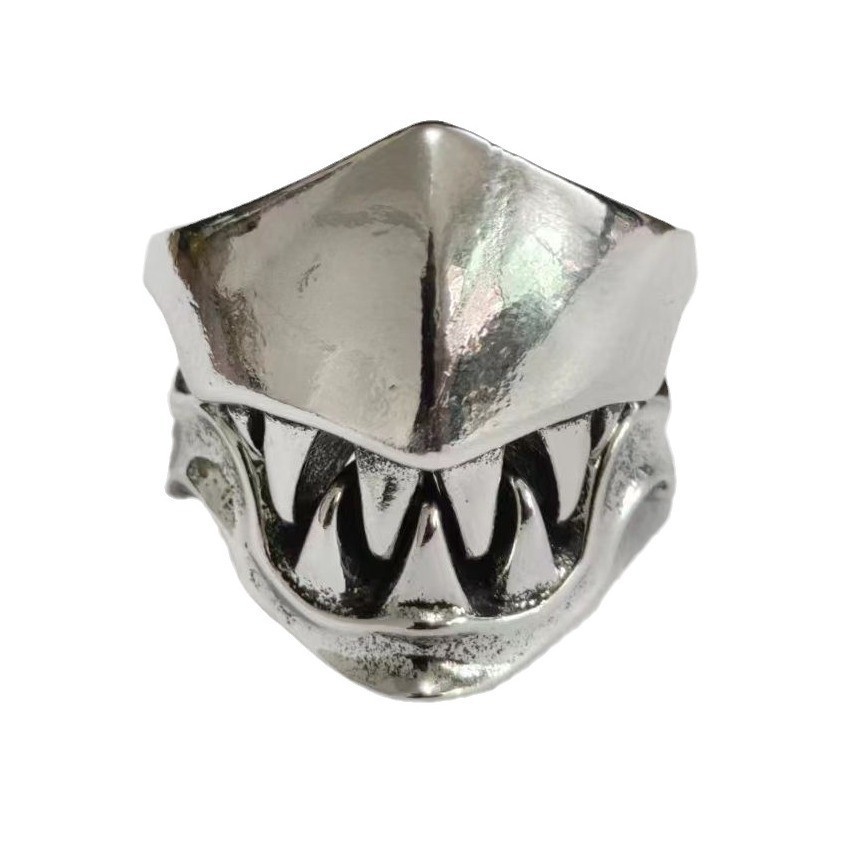 American new style glossy venom helmet ring men's single ring personality handsome temperament advanced open joint ring