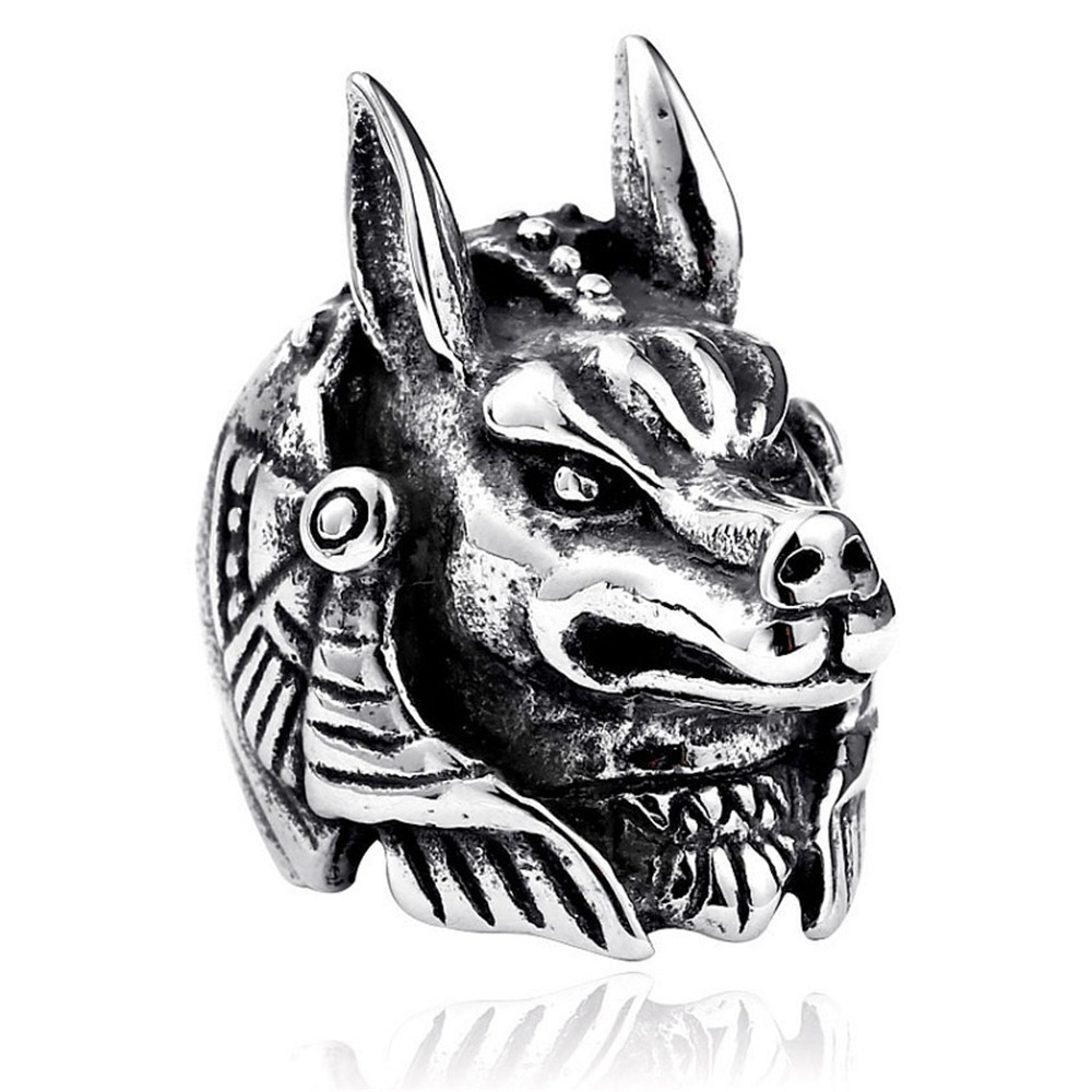European and American retro punk snake ring lizard dog pharaoh open ring adjustable cross crown lion head ring