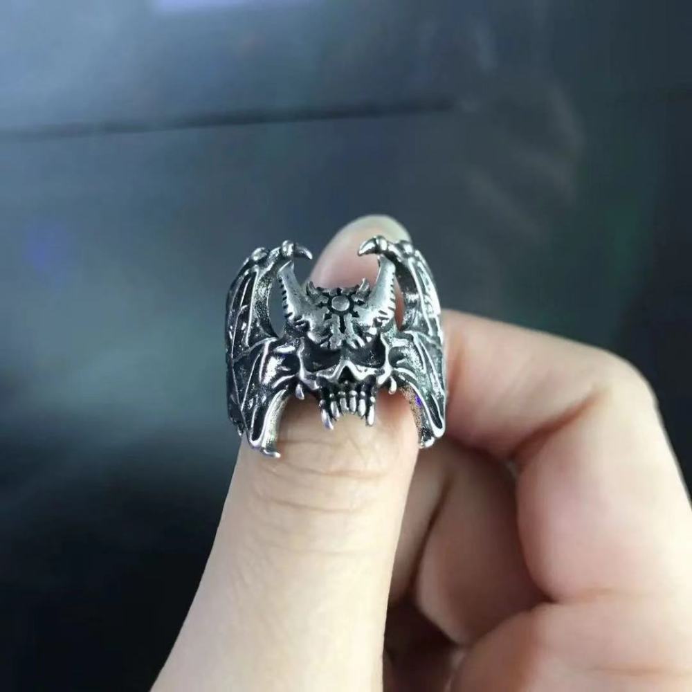 Cross-border retro ring skull bat European and American style retro punk trendy personality niche men and women ring