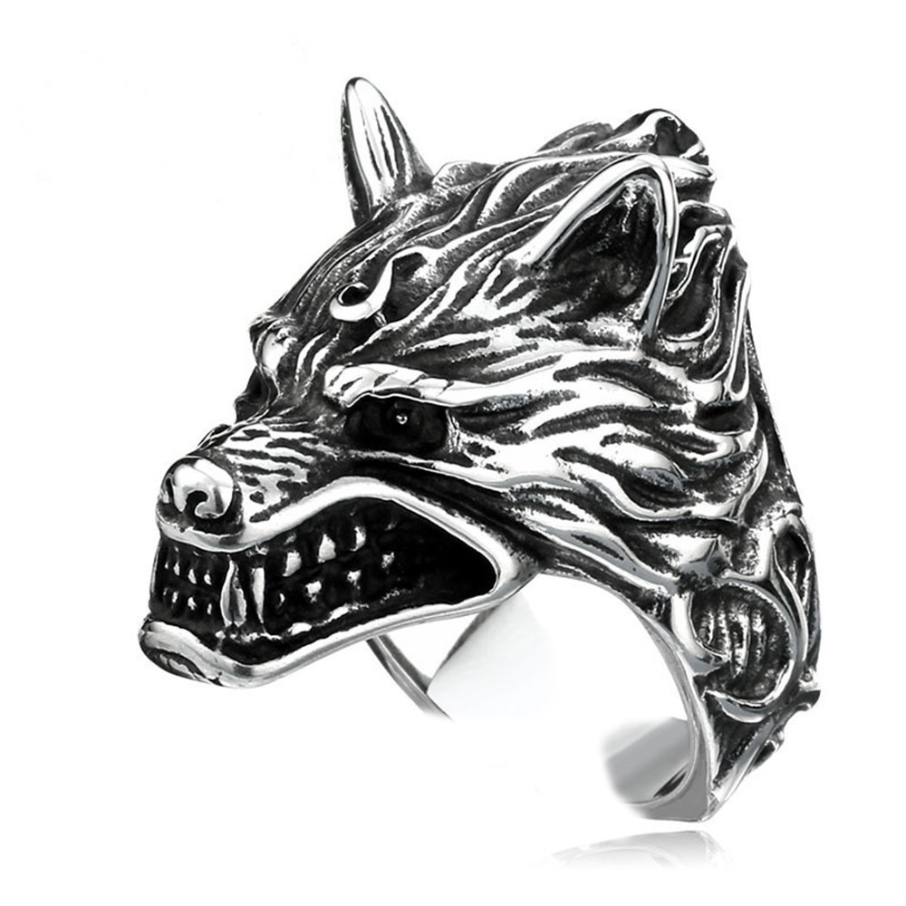 European and American retro punk snake ring lizard dog pharaoh open ring adjustable cross crown lion head ring