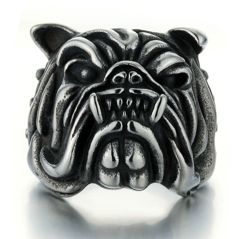 European and American retro punk snake ring lizard dog pharaoh open ring adjustable cross crown lion head ring