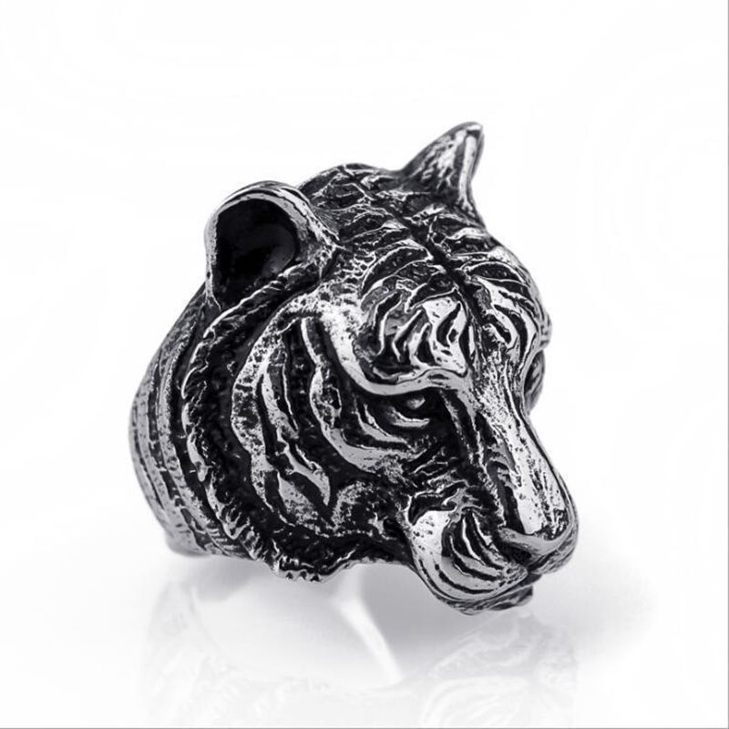 European and American retro punk snake ring lizard dog pharaoh open ring adjustable cross crown lion head ring