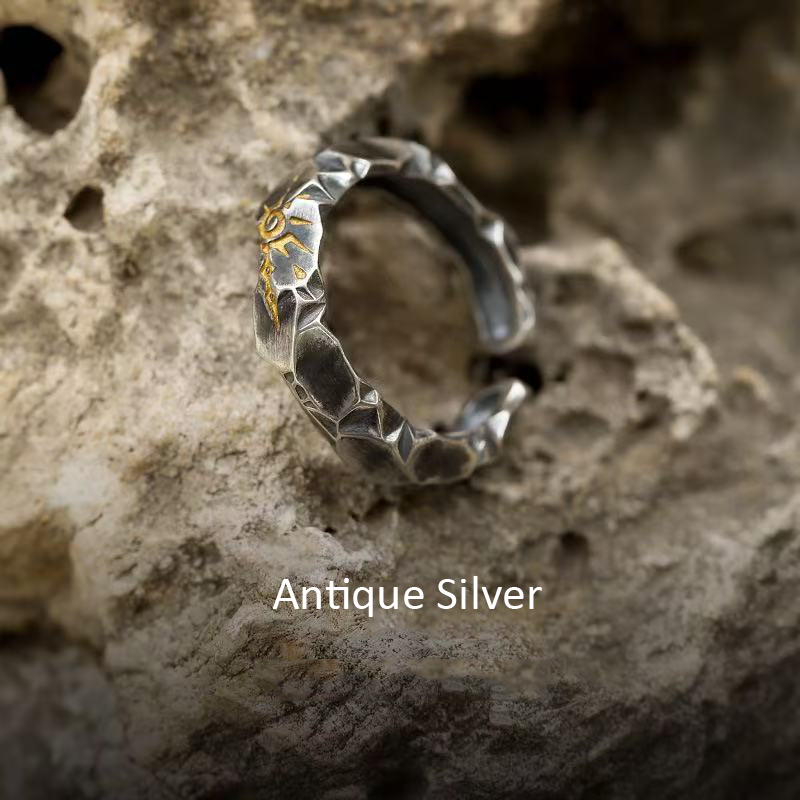 High-Quality Silver Wishing Stone Ring for Men