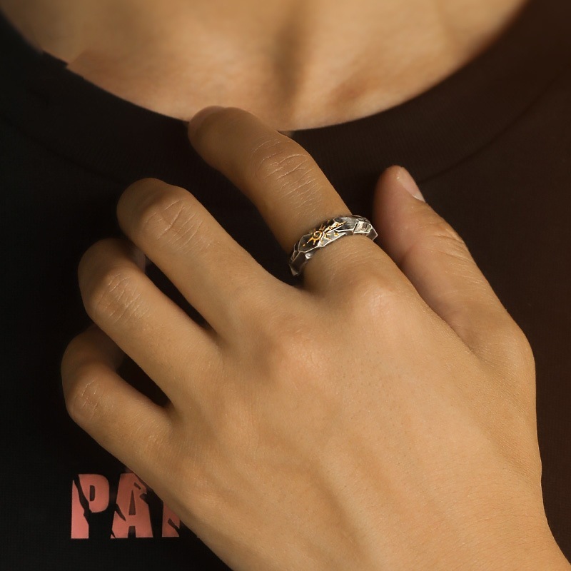 High-grade silver wishing stone ring for men zinc alloy flare ring unique index finger ring jewelry men's ring wholesale
