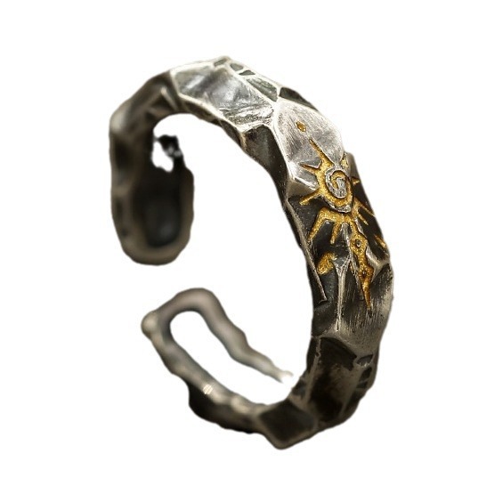 High-grade silver wishing stone ring for men zinc alloy flare ring unique index finger ring jewelry men's ring wholesale