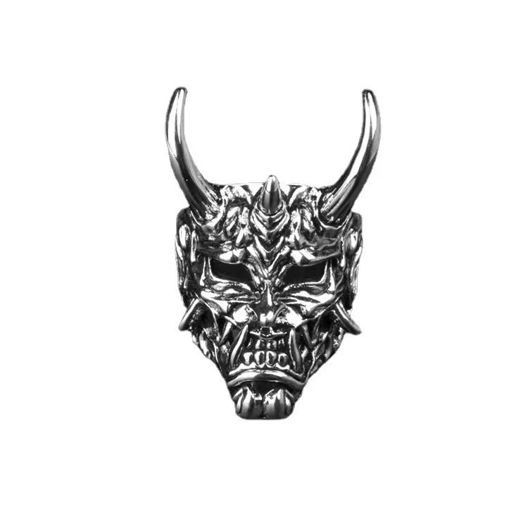 Bold Hip-Hop Prajna Mask Ring for Men