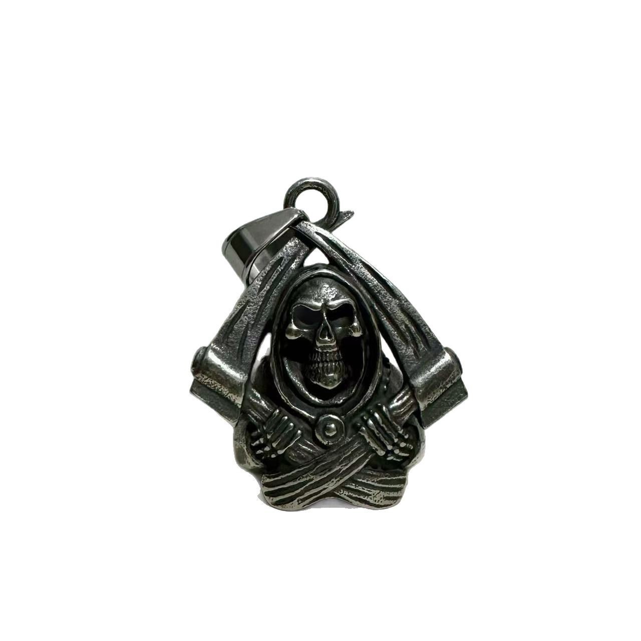 Amazon hot sale new alloy electroplating retro polished death skull sickle riding exorcist bell