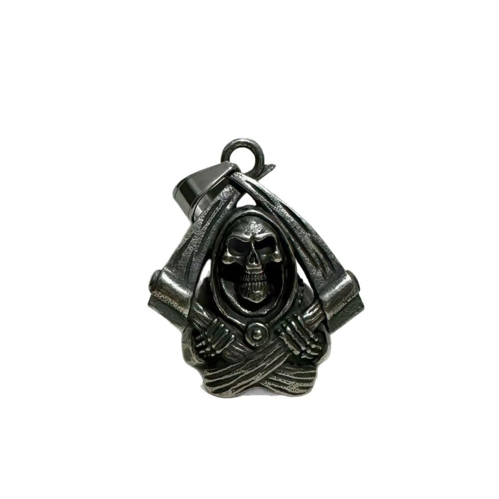 Amazon hot sale new alloy electroplating retro polished death skull sickle riding exorcist bell