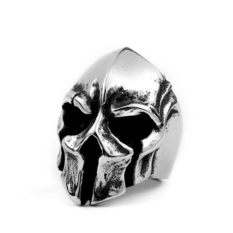 Cross-border Spartan mask hero alloy ring European and American men's personality ring domineering skull punk style ring